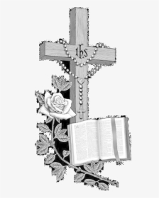 Crucifix Tombstone Cross Transparent - Praying Hands With A Cross, HD Png Download, Transparent PNG