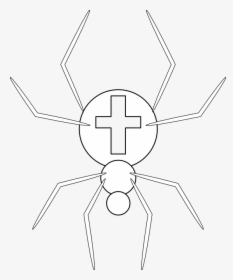 Cross Spider Black White Line Art 555px - Insect, HD Png Download, Transparent PNG
