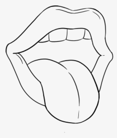 Transparent Tounge Png - Mouth With Tongue Drawing, Png Download, Transparent PNG