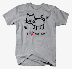 Black Cat I Love My Cat Paw Print Custom Tshirt - T-shirt, HD Png Download, Transparent PNG
