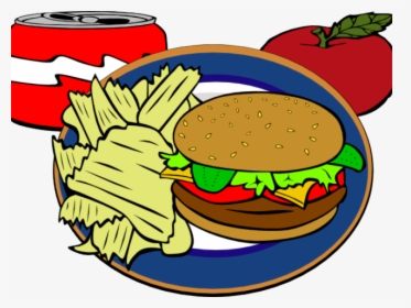 Transparent Burger Clipart - Hamburger Chips And Drink, HD Png Download, Transparent PNG