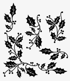 Holly Border Clip Arts - Holly Christmas Clipart Black And White, HD Png Download, Transparent PNG