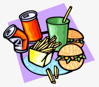 Vector Illustration Of Fast Food Hamburger, French - Junk Food Clip Art, HD Png Download, Transparent PNG