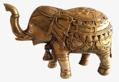 Decorative Brass Elephant Trunk Up Statue With Bell, - Indian Elephant, HD Png Download, Transparent PNG