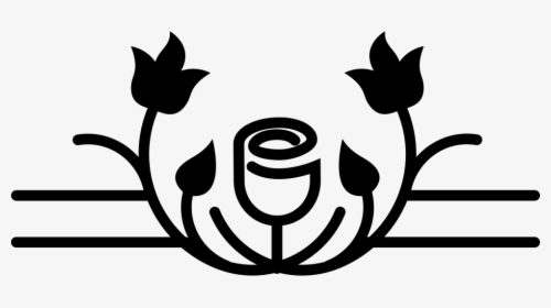 Tulip Flower Outline With Leaves And Vines - Vines Art Design, HD Png Download, Transparent PNG