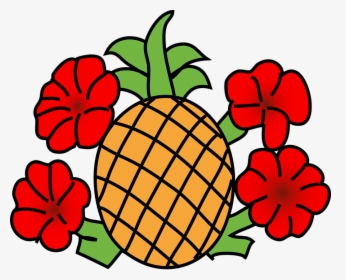Pineapple, Flowers, Red, Hawaii, Colorful, Hawaiian - Fruits Clipart Black And White, HD Png Download, Transparent PNG