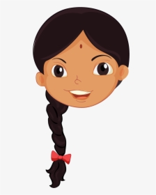 Indian People Girl Clip Art - Indian Girl Face Cartoon, HD Png Download, Transparent PNG