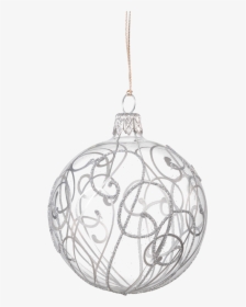 Glass Bauble Clear With Silver Flourishes, 7 Cm - Christmas Ball Png, Transparent Png, Transparent PNG