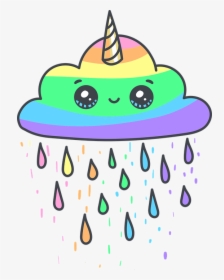 Cloud, Rainbow, Unicorn, Rain, Horn, Color, Cute, Eye - Cute Kawaii Unicorn Coloring Pages, HD Png Download, Transparent PNG