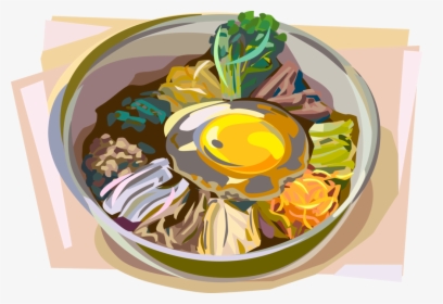 Vector Illustration Of Korean Cuisine Bibimbap Mixed, HD Png Download, Transparent PNG