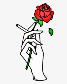 Rose Report Abuse Hand Holding Clipart Transparent - Hand Holding Rose Drawing, HD Png Download, Transparent PNG