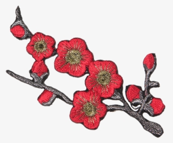 Red Aesthetic Plum Blossom Embroidery Patch - Craft, HD Png Download, Transparent PNG