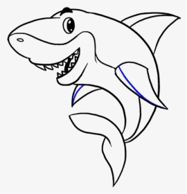 How To Draw Shark - Shark Cartoon Black And White, HD Png Download, Transparent PNG