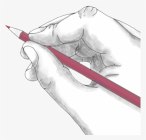 Hand Holding A Red Pencil - Download Gambar Tangan Menulis, HD Png Download, Transparent PNG