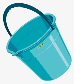 Blue Bucket Plastic Cartoon - Transparent Transparent Background Cartoon Water Bucket, HD Png Download, Transparent PNG