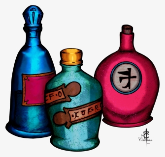 Clipart Wine Bottle And Glass - Potions Clipart, HD Png Download, Transparent PNG