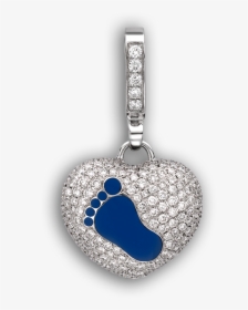 White Gold, Diamond & Blue Enamel Small Baby Foot Art - Locket, HD Png Download, Transparent PNG