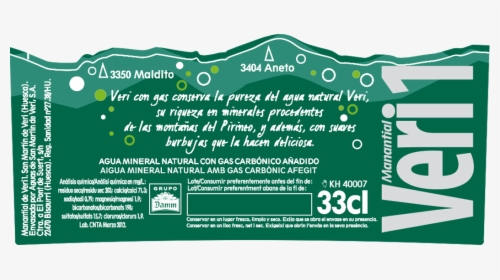 Veri 33cl - Etiquetes Del Aigua Catala, HD Png Download, Transparent PNG