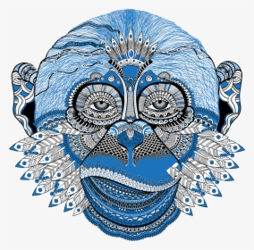 New Years Eve Monkey Clip Arts - Blue Monkey Art, HD Png Download, Transparent PNG