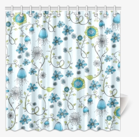 Clip Art Blue Flowers X Zandiepants - Blue Flower Shower Stall Curtain, HD Png Download, Transparent PNG