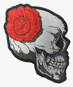 Skull And Rose Woven Patch - Skull, HD Png Download, Transparent PNG