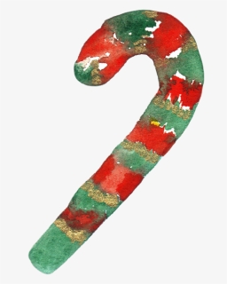 Cane Claus Candy Santa Christmas Hand-painted Clipart - Candy Cane Paint Png, Transparent Png, Transparent PNG