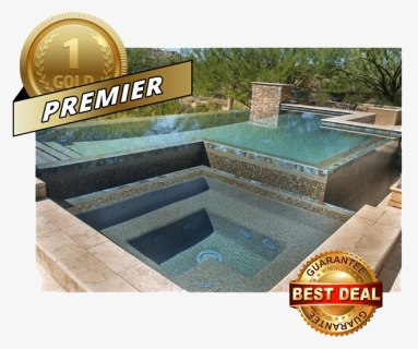 Swimming Pool With Best Deal Guarantee Logo, Premier - Infinity Hot Tub Into Pool, HD Png Download, Transparent PNG