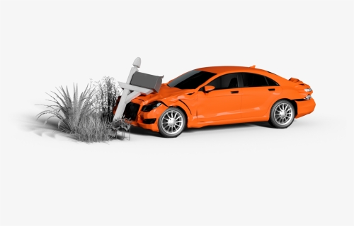 Orange Sedan Has Hit A Mailbox, The Front Of The Car - Root Insurance Car Hits Mailbox, HD Png Download, Transparent PNG