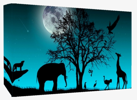 Duck Egg Blue Animals Silhouette - Moon And Animals Silhouette, HD Png Download, Transparent PNG