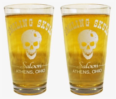 Set Of 2 Smiling Skull Pint Glasses - Beer Glass, HD Png Download, Transparent PNG