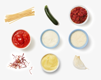 Fettuccine & Saffron-tomato Sauce With Zucchini & Romano - Meat, HD Png Download, Transparent PNG