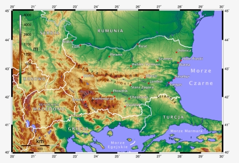 Topographic Map Of Bulgaria Polish - Bulgaria Topographic Map, HD Png Download, Transparent PNG