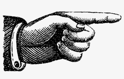 Hand Pointing To The Right - Old Fashioned Hand Pointing Sign, HD Png Download, Transparent PNG