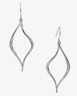 14k White Gold And Diamond Open Shape Earrings - Earrings, HD Png Download, Transparent PNG