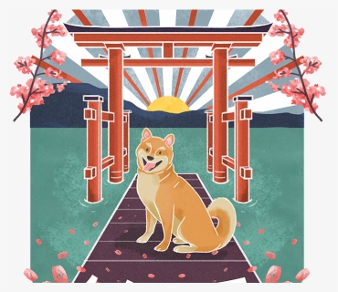 Hakone Torii Gate Lake Ashi Blues Illustration Design - Shiba Inu, HD Png Download, Transparent PNG