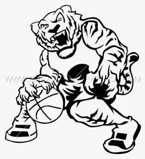 Basketball Production Ready Artwork For T Shirt - Tiger With Basketball Clipart Black And White, HD Png Download, Transparent PNG