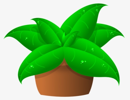 Vector Drawing Of Large Green Leaves Plant In Pot - Clip Art For Plants, HD Png Download, Transparent PNG