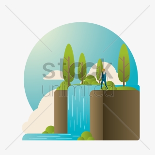 Download Waterfall Clipart Waterfall Clip Art Illustration - Vector Graphics Waterfall, HD Png Download, Transparent PNG
