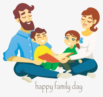 Transparent Family Day People Cartoon Sharing For Happy - Desenhos Cartoon De Toda Familia Com Lendo Livro, HD Png Download, Transparent PNG