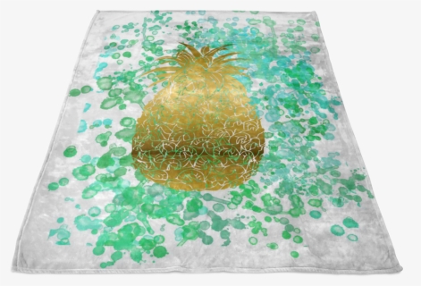 Watercolor Inspired And Gold Pineapple Fleece Blanket, HD Png Download, Transparent PNG
