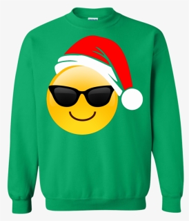 Emoji Christmas Shirt Cool Sunglasses Santa Hat Family, HD Png Download, Transparent PNG