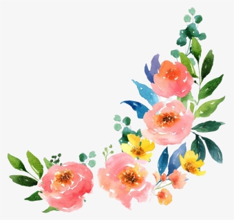 Corner Watercolor Flower Png, Transparent Png, Transparent PNG