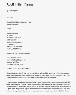 Adolf Hitler Essay, HD Png Download, Transparent PNG