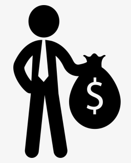 Businessman Standing Holding Dollars Money Bag, HD Png Download, Transparent PNG