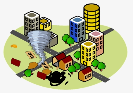 City With A Tornado Clipart, HD Png Download, Transparent PNG