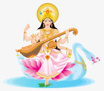 Transparent Vasant Panchami Veena Musical Instrument, HD Png Download, Transparent PNG