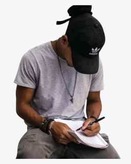 Man With Cap Writing In Notebook, HD Png Download, Transparent PNG