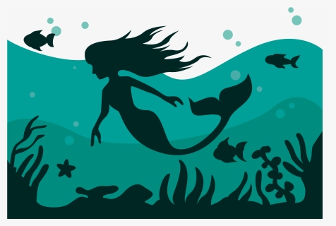 Vector Outline Undersea Mermaid Png Download, Transparent Png, Transparent PNG