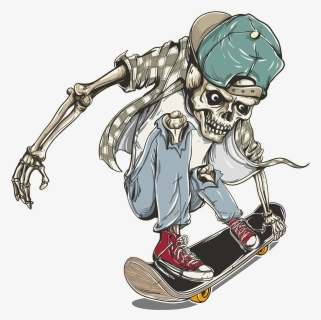 Vector Skeleton Skateboard Png Freeuse Stock, Transparent Png, Transparent PNG