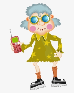 Cool Grandma With A Cellphone Clipart, HD Png Download, Transparent PNG